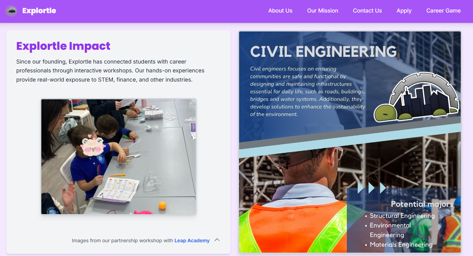 Image of Explortle Accomplishments page